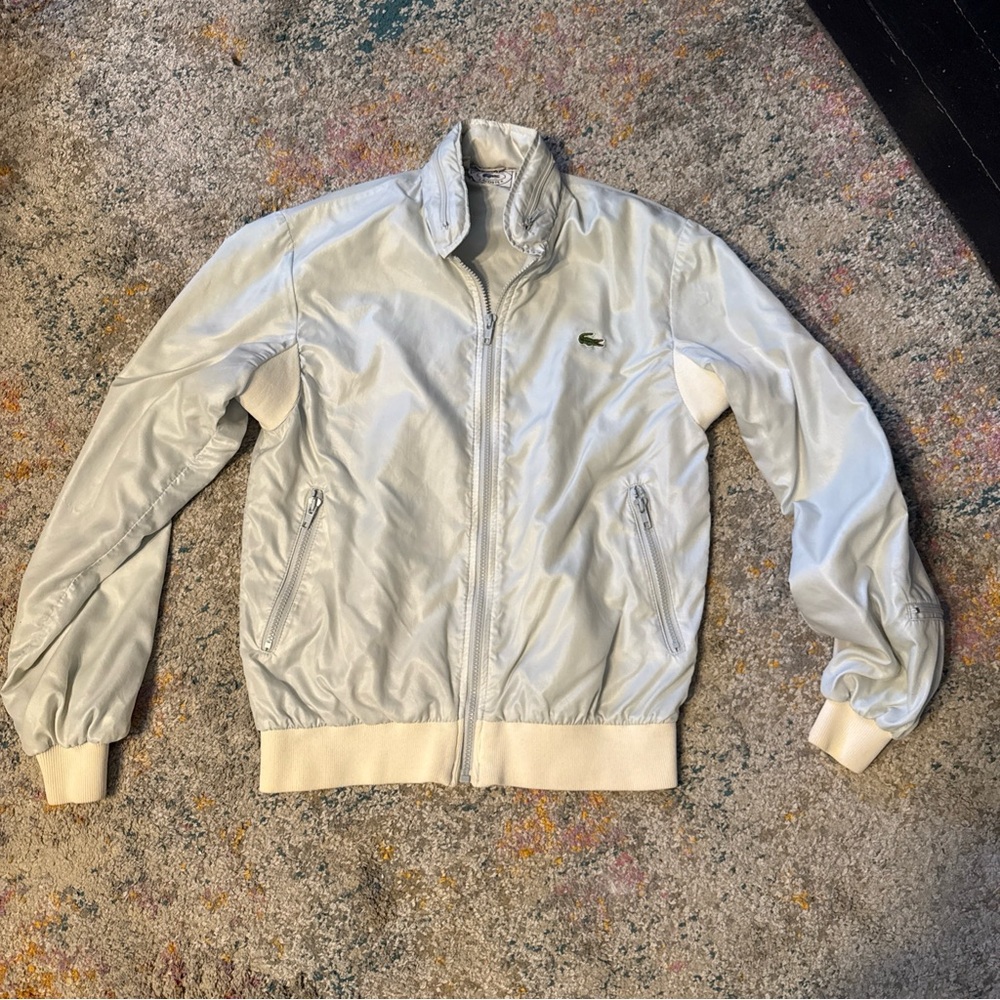VINTAGE 1970s-80s Lacoste Izod Women's Light Blue Bomber Windbreaker Jacket S